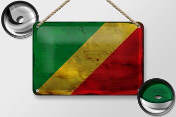 Signe en étain drapeau Congo 18x12cm drapeau du Congo décoration rouille 2