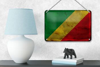 Signe en étain drapeau Congo 18x12cm drapeau du Congo décoration rouille 4