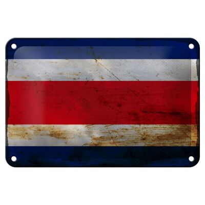 Drapeau en étain du Costa Rica, 18x12cm, décoration rouille du Costa Rica