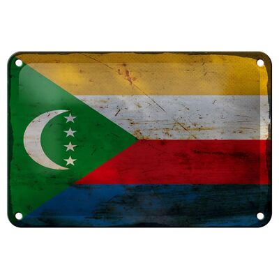 Blechschild Flagge der Komoren 18x12cm Flag Comoros Rost Dekoration