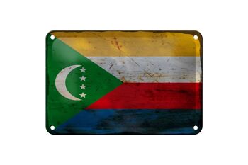 Drapeau des Comores en étain, 18x12cm, décoration rouille des Comores 1