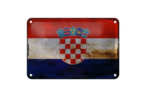 Blechschild Flagge Kroatien 18x12cm Flag of Croatia Rost Dekoration