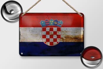 Drapeau de la croatie en étain, 18x12cm, décoration rouille 2