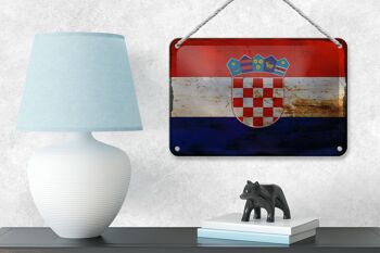 Drapeau de la croatie en étain, 18x12cm, décoration rouille 4