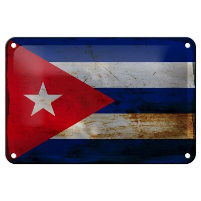 Cartel de chapa Bandera de Cuba 18x12cm Bandera de Cuba Decoración oxidada