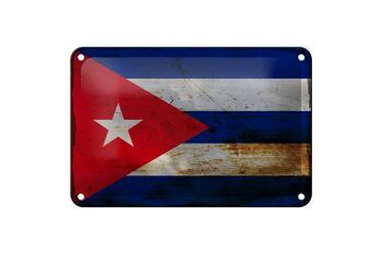 Drapeau de Cuba en étain, 18x12cm, décoration rouille 1