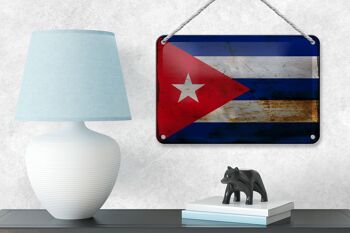 Drapeau de Cuba en étain, 18x12cm, décoration rouille 4