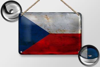 Signe en étain drapeau de la république tchèque 18x12cm avec décoration rouille de la république tchèque 2