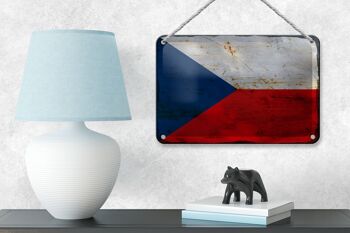 Signe en étain drapeau de la république tchèque 18x12cm avec décoration rouille de la république tchèque 4