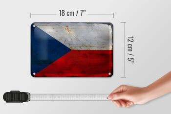 Signe en étain drapeau de la république tchèque 18x12cm avec décoration rouille de la république tchèque 5