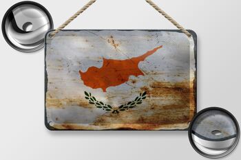 Drapeau de chypre en étain, 18x12cm, décoration rouille, drapeau de chypre 2