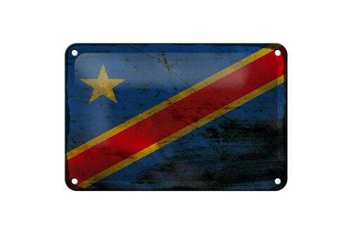 Blechschild Flagge DR Kongo 18x12cm democratic Congo Rost Dekoration