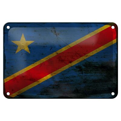 Cartel de chapa bandera República Democrática del Congo 18x12cm decoración democrática del óxido del Congo