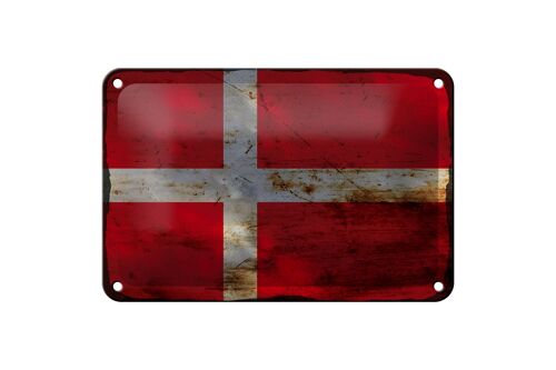 Blechschild Flagge Dänemark 18x12cm Flag of Denmark Rost Dekoration