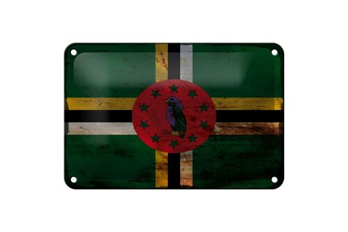 Blechschild Flagge Dominica 18x12cm Flag of Dominica Rost Dekoration