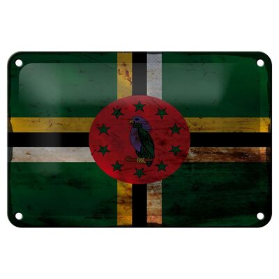 Targa in metallo Bandiera Dominica 18x12 cm Bandiera della Dominica Decorazione ruggine