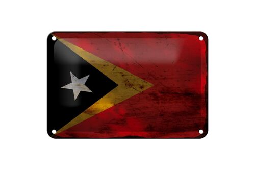 Blechschild Flagge Osttimor 18x12cm Flag East Timor Rost Dekoration