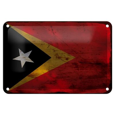 Blechschild Flagge Osttimor 18x12cm Flag East Timor Rost Dekoration