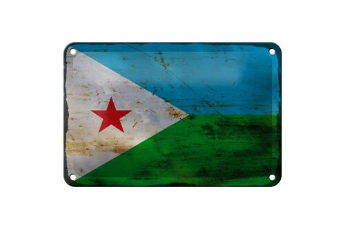 Blechschild Flagge Dschibuti 18x12cm Flag Djibouti Rost Dekoration