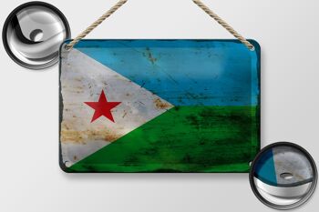 Drapeau de Djibouti en étain, 18x12cm, drapeau de Djibouti, décoration rouille 2