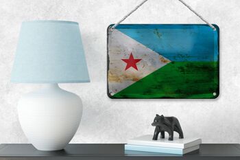 Drapeau de Djibouti en étain, 18x12cm, drapeau de Djibouti, décoration rouille 4