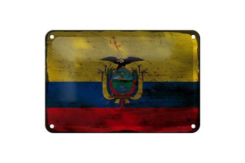 Blechschild Flagge Ecuador 18x12cm Flag of Ecuador Rost Dekoration