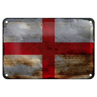 Cartel de chapa con bandera de Inglaterra, 18x12cm, bandera de Inglaterra, decoración oxidada