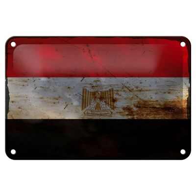 Targa in metallo Bandiera Egitto 18x12 cm Bandiera dell'Egitto Decorazione ruggine