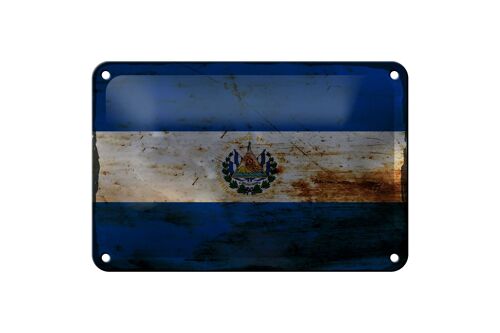 Blechschild Flagge El Salvador 18x12cm El Salvador Rost Dekoration