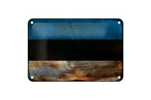 Blechschild Flagge Estland 18x12cm Flag of Estonia Rost Dekoration