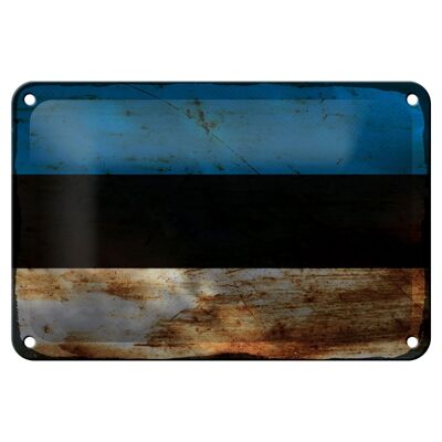 Letrero de hojalata Bandera de Estonia, 18x12cm, bandera de Estonia, decoración oxidada