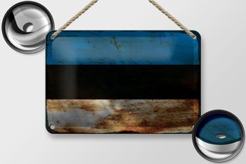 Signe en étain drapeau estonie 18x12cm, drapeau de l'estonie, décoration rouille 2