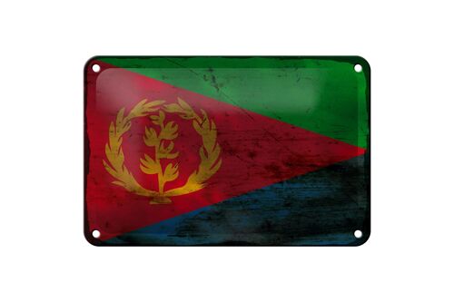 Blechschild Flagge Eritrea 18x12cm Flag of Eritrea Rost Dekoration