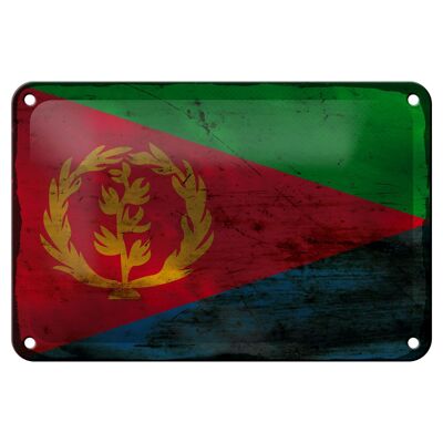 Cartel de chapa con bandera de Eritrea, 18x12cm, bandera de Eritrea, decoración oxidada