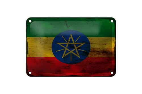 Blechschild Flagge Äthiopien 18x12cm Flag Ethiopia Rost Dekoration