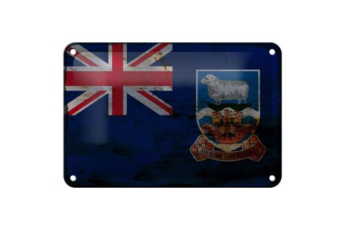 Blechschild Flagge Falklandinseln 18x12cm Flag Rost Dekoration