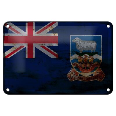 Targa in metallo Bandiera Isole Falkland 18x12 cm Decorazione ruggine