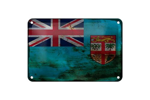 Blechschild Flagge Fidschi 18x12cm Flag of Fiji Rost Dekoration