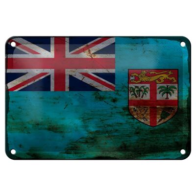 Blechschild Flagge Fidschi 18x12cm Flag of Fiji Rost Dekoration