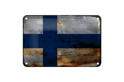 Blechschild Flagge Finnland 18x12cm Flag of Finland Rost Dekoration