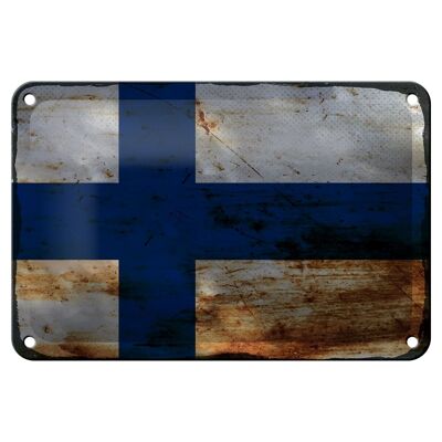 Targa in metallo Bandiera Finlandia 18x12 cm Bandiera della Finlandia Decorazione ruggine
