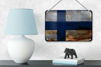 Drapeau de la finlande en étain, 18x12cm, décoration rouille 4