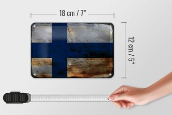 Drapeau de la finlande en étain, 18x12cm, décoration rouille 5