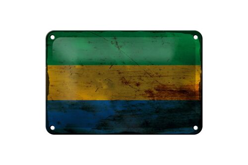 Blechschild Flagge Gabun 18x12cm Flag of Gabon Rost Dekoration