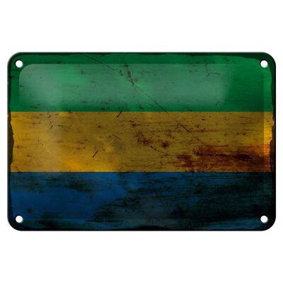 Blechschild Flagge Gabun 18x12cm Flag of Gabon Rost Dekoration
