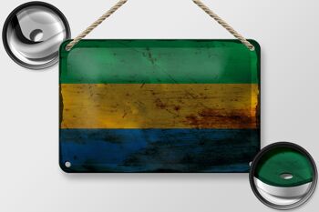 Drapeau en étain du Gabon, 18x12cm, drapeau du Gabon, décoration rouille 2