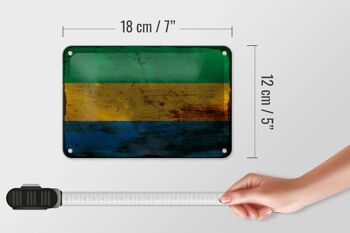 Drapeau en étain du Gabon, 18x12cm, drapeau du Gabon, décoration rouille 5