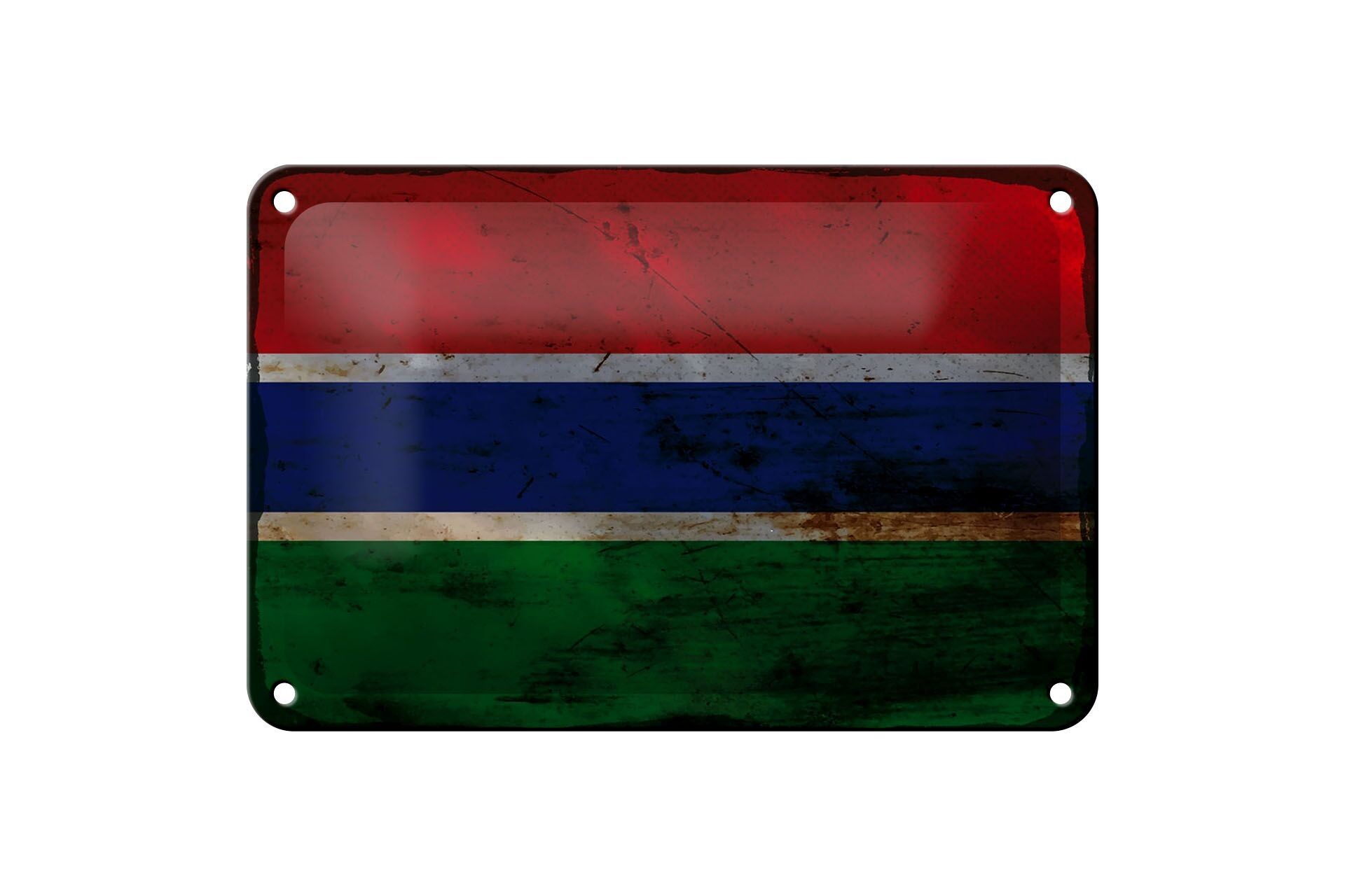 Targa in metallo Bandiera Gambia 18x12 cm Bandiera della Gambia Decorazione ruggine