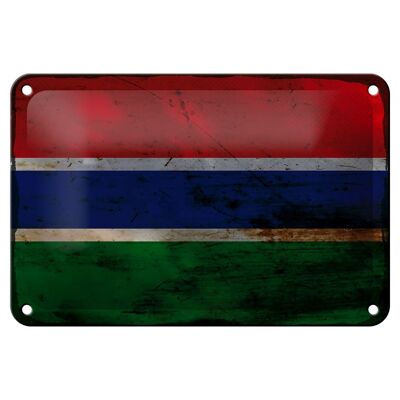 Targa in metallo Bandiera Gambia 18x12 cm Bandiera della Gambia Decorazione ruggine