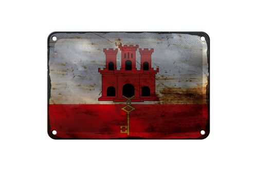 Blechschild Flagge Gibraltar 18x12cm Flag Gibraltar Rost Dekoration